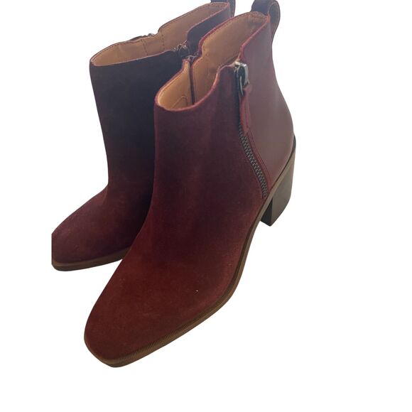 Crown Vintage Womens Suede Leather Burgundy Booties 8.5 Heel Zipper Classic - Picture 11 of 14